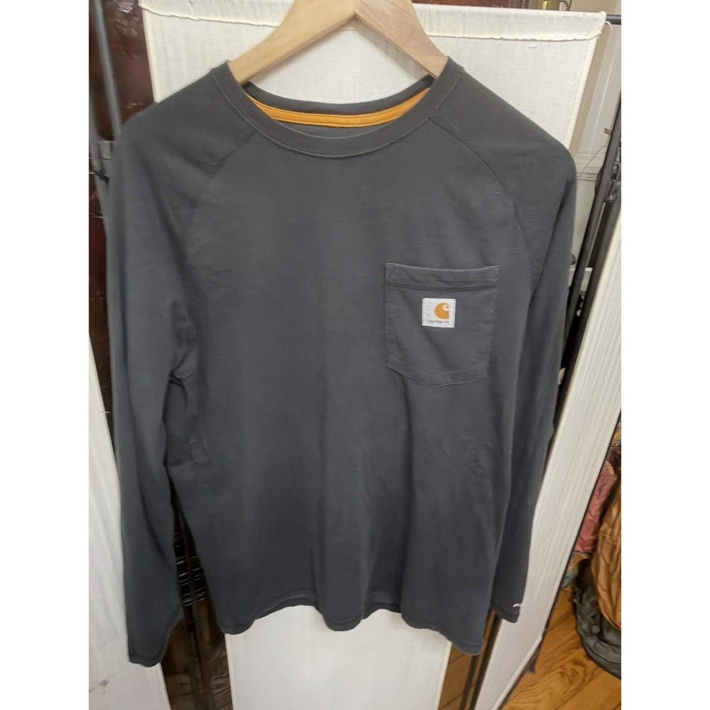 Carhartt Force Delmont Mens M Black Long Sleeve Pocket Shirt 100393 Workwear